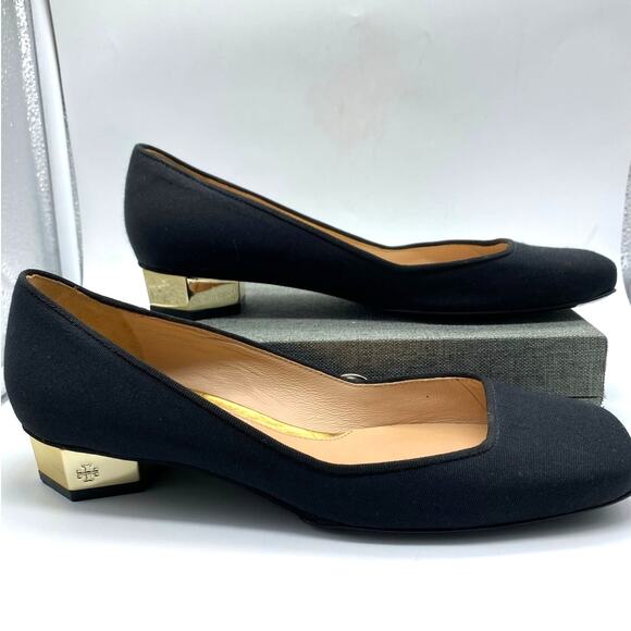 Tory Burch Regina Block heel, square toe, Black Fabric style 22148307 size 6.5 M - Picture 1 of 7